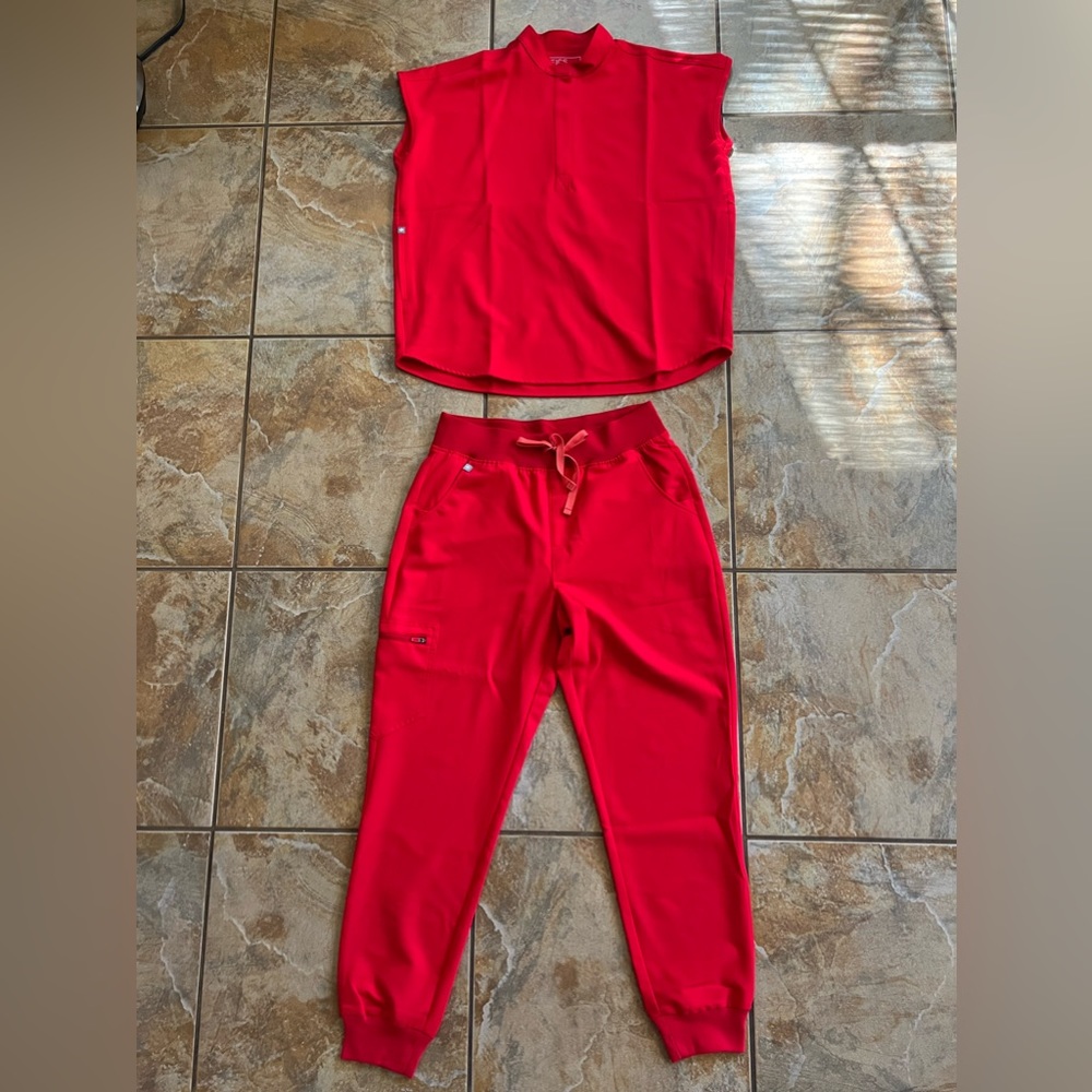 Figs Red Sleeveless Blouse